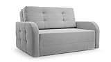 mb-moebel Sofa Sessel mit Schlaffunktion Schlafsessel Gästebett Klappsofa Bettfunktion mit Bettkasten Couch Sofagarnitur Salon Jugendzimmer - Porto 120 - Hellgrau (BRAGI 13)