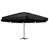 KOIECETA Sonnenschirm mit Aluminium-Mast Kurbelsystem Ampelschirm Marktschirm Gartenschirm Balkonschirm Terrassenschirm Schirm (Schwarz, 600cm)