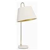 FIONEL Schreibtischlampe Schreibtischlampen Metallbettlampe, antiker Messing Tischlampe, Moderne Schreibtischlampe for Schlafzimmer Wohnzimmer Kinderzimmer Schlafsä ... Nachttischlampe (Color : Wit)
