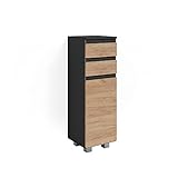 Vicco Badmöbelset J-Shape Anthrazit Eiche modern Badezimmer Schrank Spiegelschrank Midischrank Hochschrank Schranktür Schrankschublade Schrankfach Ablage Aufbewahrung (Midischrank 30x95 cm)