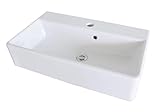 FACKELMANN Keramik Waschbecken/rechteckiger Waschtisch aus Keramik/Maße (B x H x T): ca. 60 x 13 x 35 cm/kubische Form/hochwertiges Becken fürs Bad und WC/Farbe: Weiß/Breite: 60 cm