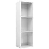 vidaXL Bücherregal TV Schrank Wandregal Standregal Aktenregal Raumteiler Fernsehtisch Lowboard Regal Fernsehschrank Hochglanz-Weiß 36x30x114cm Holzwerkstoff