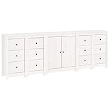 Tidyard Sideboard Kommode Schrank Anrichte Lagerschrank Standschrank Küchenschrank Schubladenschrank Aufbewahrungsschrank Beistellschrank Wohnzimmerschrank 230 x 35 x 80 cm (B x T x H) Weiß