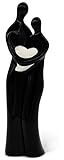 FeinKnick Liebevolles Paar in Schwarz & Weiß - Keramik Deko Figur 28cm hoch als Symbol für Liebe & Glück - Handbemalte Skulptur in schwarz-Weiss zur Dekoration - gut als Geschenk & zur Hochzeit