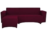 SODERBERGH Sofahusse Ecksofa Recamiere Jacquard Stretch Bezug Dekoration Couch Polstersofa, Farbe Hussen:Burgundy 421, Größe:Recamiere Links