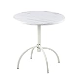 GWAREZ Bistro-Couchtisch aus Metall, rund, 59,9 cm, für Café, Hinterhof, Balkon – Weiß