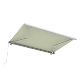 paramondo Markise Kassettenmarkise Curve 2000 Gelenkarmmarkise Balkon Terrasse Sichtschutz, mit jarolift Funkmotor & Funkhandsender, 345 x 300 cm, Gestell Weiß, Stoff Uni Creme-Weiß