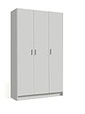Dmora Mehrzweck-Kleiderschrank mit drei Flügeltüren und drei verstellbaren Einlegeböden, Farbe Weiß, Maße 109 x 37 x 180 cm