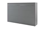 Schrankbett Concept PRO Horizontal, Wandklappbett, Bettschrank, Wandbett, Schrank mit integriertem Klappbett, Funktionsbett (120 x 200 cm, Grau, Horizontal)