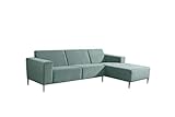 Stylefy Ecksofa Mira L-Form mit Ottomane Rechts - Eckcouch (HxBxL): 94x165x260 cm - Velours Soro Minze