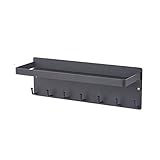 UMMEI Schlüsselbrett Mit Ablage, Modern Schlüsselhalter Wand Schlüssel Organizer, 8 Haken Schlüsselboard Mit Wandorganizer & Briefablage Zur Schlüssel Aufbewahrung Für Wohnzimmer, Küche,Schwarz