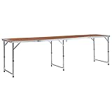 ZEYUAN Klappbarer Campingtisch, Klapptisch, Camping Tisch, Tapeziertisch, Balkon Klapptisch, Beistelltisch, Campingmöbel, Aluminium 240 x 60 cm