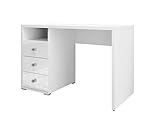 Helvetia Schreibtisch mit 3 Schubladen Iris 120 x 50 x 76 cm weiß moderner Computertisch für Büro, Jugendzimmer, Arbeitszimmer Bürotisch mit Stauraum