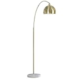 HOMCOM Bogenlampe, Bogenstandleuchte, Stehlampe mit Marmorbasis, Stehleuchte mit Verstellbarem Schirm, Standleuchte E27, Metall, 34 x 125 x 205cm