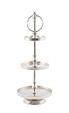 Spetebo Aluminium Etagere silber - 45 cm - 3 Etagen Vintage Deko Servier Ständer Platte Bonboniere