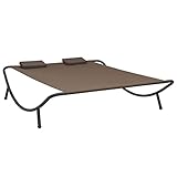 vidaXL Outdoor Loungebett mit 2 Kissen für 2 Personen Doppelliege Gartenliege Relaxliege Sonnenliege Liege Gartenmöbel Stoff Braun