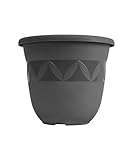 Blumentopf 35 cm Durchmesser Anthrazit grosser Pflanzkübel für Innen und Außen Übertopf Untertopf Blumenkübel Blumentöpfe aus Kunststoff für Garten Balkon Terrasse Plant Pot Pflanzentopf