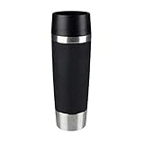 Emsa 515615 Travel Mug Classic Grande | 500ml | Thermobecher | Isolierbecher | hält 6h heiß, 12h kalt | auslaufsicher | Easy Quick-Press-Verschluss | 360°-Trinköffnung | Schwarz | 1 Stück (1er Pack)