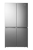 Hisense RQ758N4SAIE Cross Door Kühl-Gefrierkombination/NoFrostPlus/Inverter-Kompressor/Multiflow 360°/ SuperCool/ 178,5 cm/Kühlteil 393 l/Gefrierteil 216 l/ 40 dB/ 320 kWh/Jahr/Inox-Look
