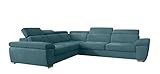 Stylefy Ecksofa Leila L-from mit Ottomane Links, Schlaffunktion und Bettkasten - Eckcouch (HxBxL): 78x256x286 cm - Velours Queen_Velvet, Türkis