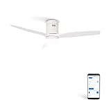 CREATE / WINDCALM/Deckenventilator Weiß mit Beleuchtung und Fernbedienung, weiße Flügel/Leise, WLAN, 40W, Ø132 cm, 6 Geschwindigkeiten, Timer, DC-Motor, Sommer-Winterbetrieb