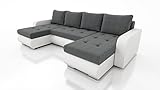 IWMAR Ecksofa mit Schlaffunktion und Bettkasten U-Form, Eckcouch Sofa 4-Sitzer, Moderne Wohnlandschaft, Couch Schlafsofa für Dauerschläfer ins Gästezimmer, Bequeme Schlafcouch Inari 96/ Madryt 920