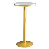 SONLED Bistro-Tisch, rund, Barhöhe, Cocktailtisch, Bartisch, runde Marmor-Tischplatte, stabiler Metallrahmen, geeignet für Café, Restaurant und Bar (Größe: Höhe: 120 cm)