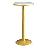 SONLED Bistro-Tisch, rund, Barhöhe, Cocktailtisch, Bartisch, runde Marmor-Tischplatte, stabiler Metallrahmen, geeignet für Café, Restaurant und Bar (Größe: Höhe: 120 cm)