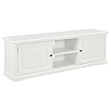 vidaXL Massivholz TV Schrank mit 2 Türen 2 Fächern Fernsehschrank Fernsehtisch Lowboard Sideboard Board HiFi Tisch Möbel Wohnzimmer Weiß 120x30x40 cm