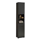 SPICE Badezimmer Hochschrank in Schwarz matt - Badezimmerschrank Bad Schrank mit viel Stauraum - 40 x 191 x 32 cm (B/H/T)