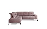 ALTDECOR Ecksofa Links, Polstercouch in L-Form Links angeordnet, rückenecht gepolstert, ideal als Gästebett, 275x200x98 cm Rosa