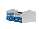BDW NEU Kinderbett mit 2 Liegeflächen und 2 Matratzen DOPELLBETT 180x90 - für Mädchen und Jungen JUGENDBETT || KOSTELNOS Versand || (Blau, 180x90)
