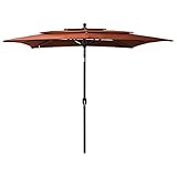 BULANED Sonnenschirm, Sonnenschutz Garten, Sonnenschirm Terrasse, Balkonsonnenschirme, Balkon Sonnenschutz, Balkon Sichtschutz Uv-schutz, mit Alu-Mast 3-lagig Terracotta-Rot 2,5x2,5 m