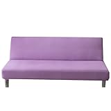 CXYKN Stretch-Sofabezug, Mikrofaser, universeller armloser Sofabezug, klappbarer Sofa-Bettbezug, waschbar, für Futon-Couch, Wohnzimmer, 2 Sitze, Lila C, 155–190 cm