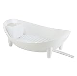 ANIIC Abtropfgestell Geschirr Küche PP-Geschirrtrockner, Ovale Abtropffläche Mit Utensilienhalter, Teller, Schüssel, Besteck Geschirrabtropfgestell (Color : White, Size : 42.5 * 32 * 14.5cm)