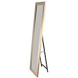 Lowander Standspiegel mit Holzrahmen 160 x 40 cm, Ganzkörperspiegel - Wandspiegel / Freis tehender Garderobenspiegel für Wohnzimmer oder Ankleideraum