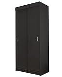 BETTSO -Mehrzweckschrank inkl. 2 Einlageböden Kleiderschrank mit Kleiderstang Aktenschrank Allzweckschrank 2 Türen 80x200x62 cm (BxHxT)-Lima 80 cm (Schwarz)