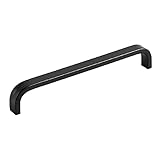 Schranktür-Schubladengriffe aus Aluminiumlegierung, Schrankgriffe, Schrankküchen-Schlafzimmergriffe, Schrankschubladen-Hardwareknöpfe, mit Schrauben (Silberlochmitte 128 Mm) (Schwarzes Lochmitte 160