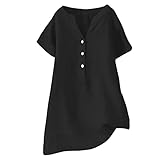 Tops Damen Bluse Damen Elegant Sexy Langarm Slim Fit T Shirt Damen Schwarz Rundhals Top Damen Kurz Longbluse Damen Kurzarm Locker Schwarz-D