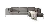 Stylefy Ecksofa Remi L-Form mit Ottomane Rechts - Eckcouch (HxBxL): 86x162x322 cm - Kunstleder Madryt Hellgrau