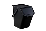 Go Practic Mülleimer Stapelbox, Abfalltrennsystem zur Mülltrennung in der Küche, Abfallsystem mit klick-Deckel, Müllkorb mit Deckel, Abfallbehälter, Mülltrennsystem Schwarz 1x25 l