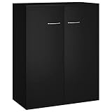 vidaXL Sideboard mit 2 Türen Kommode Anrichte Mehrzweckschrank Schrank Beistellschrank Flurschrank Standschrank Schwarz 60x30x75cm Holzwerkstoff