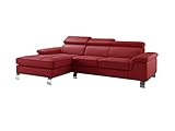 Vente-unique Ecksofa Leder - Ecke Links - Rot - Mishima