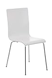 CLP Wartezimmerstuhl Pepe mit ergonomisch geformten Holzsitz und Metallgestell I Konferenzstuhl I erhältlich, Farbe:weiß