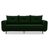 Couch CLER 230x90 mit schlaffunktion und Bettaksen - Modernes Design - Schlafcouch mit Stauraum - Füße aus Holz oder Metall (Holzfüße, Malmo 37)