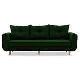 Couch CLER 230x90 mit schlaffunktion und Bettaksen - Modernes Design - Schlafcouch mit Stauraum - Füße aus Holz oder Metall (Holzfüße, Malmo 37)