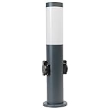 Grafner Wegeleuchte mit 2 Steckdosen, Höhe: 45 cm, Edelstahl, E27, anthrazit, Wegleuchte Weglampe Gartenlampe Gartenleuchte Standlampe Außenstandleuchte Pollerleuchte schwarz lackiert