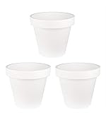 BigDean 3X XXL Blumentopf Ø 58 cm aus Kunststoff - Weiß - Pflanztopf Containertopf Übertopf Pflanzkübel rund - Drainage-Möglichkeit