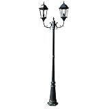 Gartenlaterne 2-flammig, ZEYUAN Gartenlaterne Für Draußen, Laternenpfahl, Strassenlaterne, Garten Laterne, Stehleuchte, Garden Lamp, 230 cm Dunkelgrün/Schwarz Aluminium
