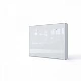 INVENTO Aufklappbett - Wandschrankbett - 160 x 200 cm - Klappbett für Gästezimmer - Wohnzimmer - Schlafzimmer (Weiß/Weiß Matt)